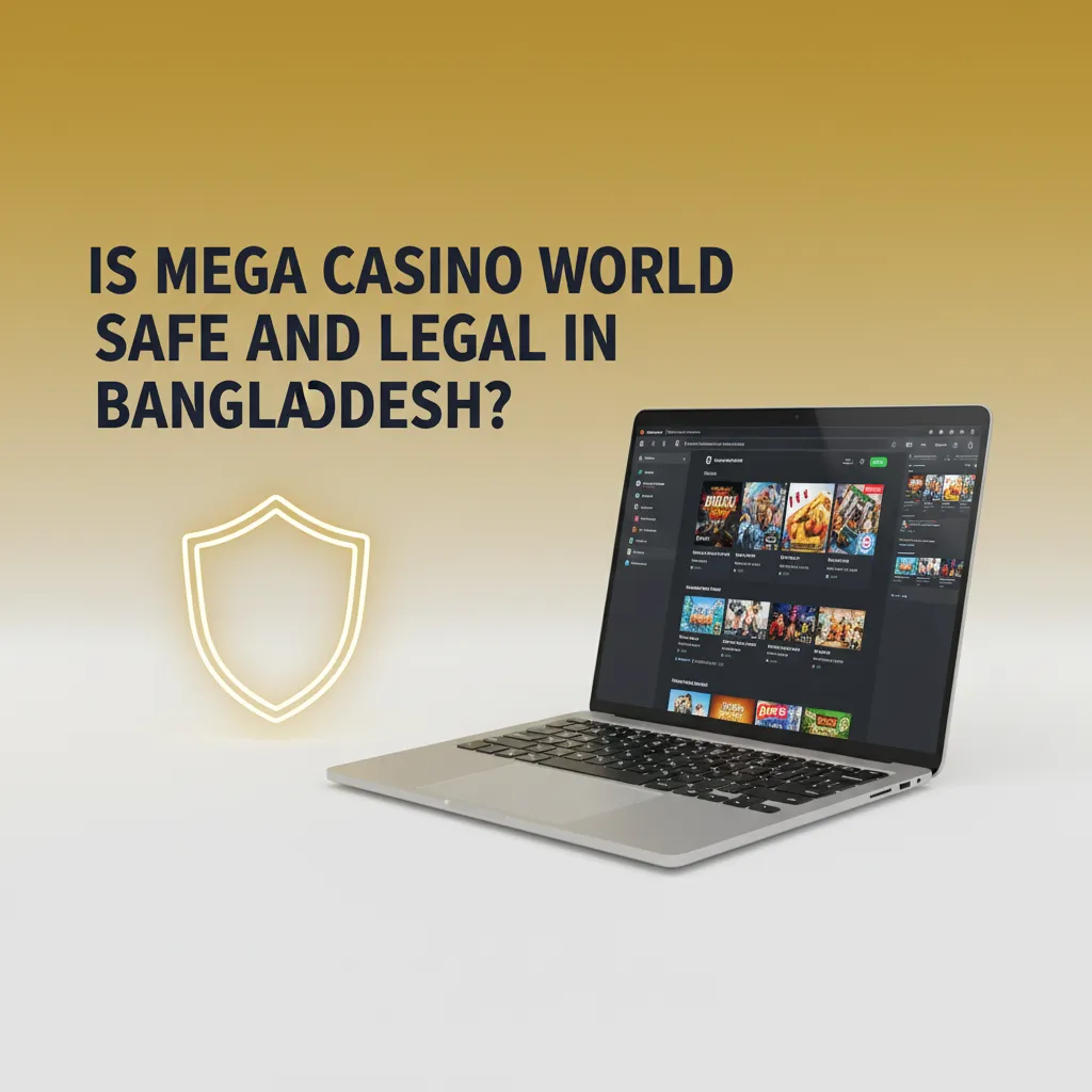 Shield and lock over Bangladesh map, with checkmarks for license, SSL, KYC, legal and responsible gaming safeguards.