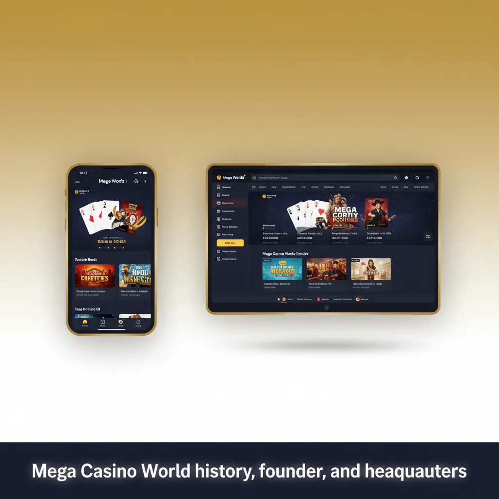 Website page highlighting Mega Casino World history, founder, headquarters, license info, and Bangladesh-focused promotions.